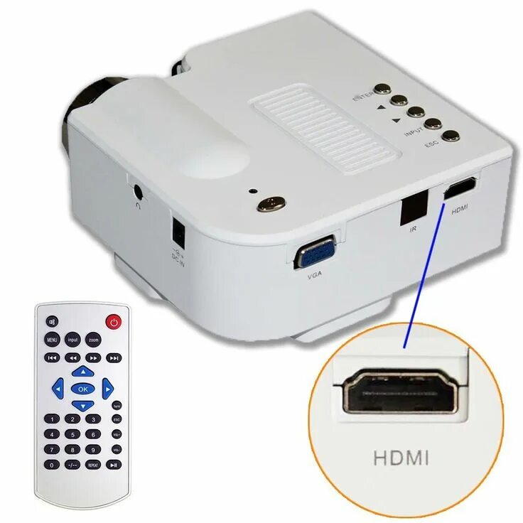 Подключение проектора к ноутбуку через hdmi H1 LED LCD (WVGA) Mini Video Projector - International Version (No Warranty) - D