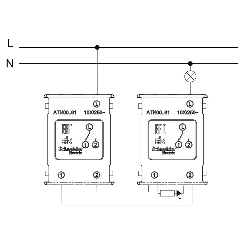 Подключение проходного переключателя schneider Схема подключения выключателей Шнайдер