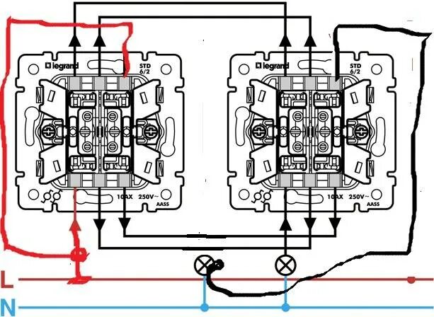 Подключение проходного выключателя schneider electric Подключения проходного выключателя Legrand: схема, инструкция по установке