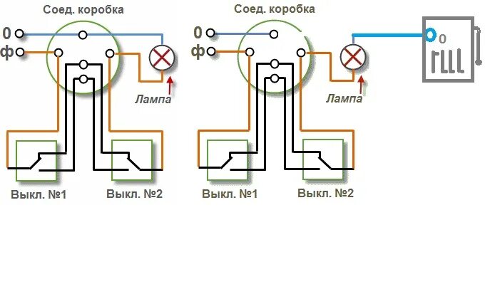 Подключение проходного выключателя в коробке Ответы Mail.ru: Подключение проходного переключателя