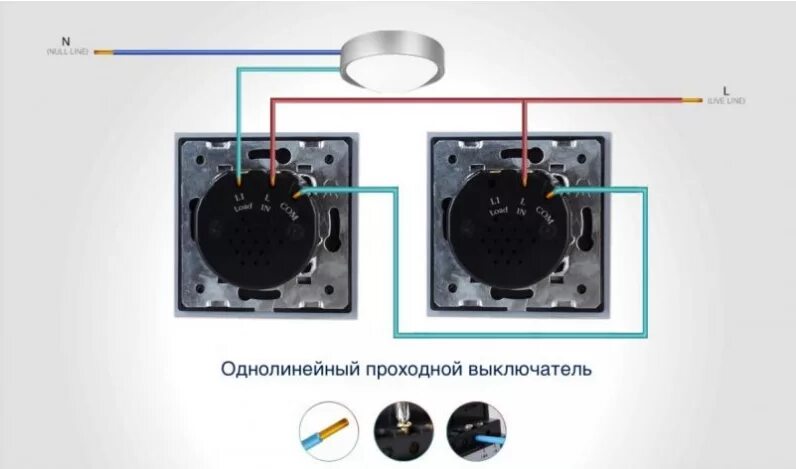 Подключение проходных выключателей livolo Как подключить лампочку через выключатель: схемы и инструкции