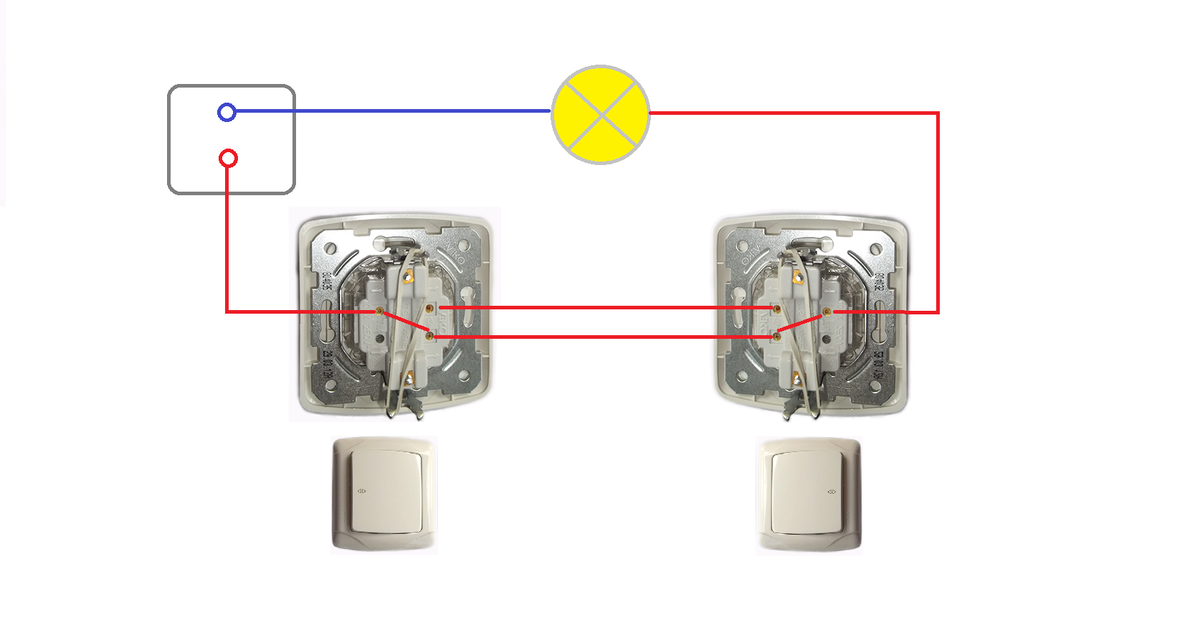 Подключение проходных выключателей на 1 лампочку Подключение проходного выключателя Схемы Принцип действия Домашний Ремонт Дзен