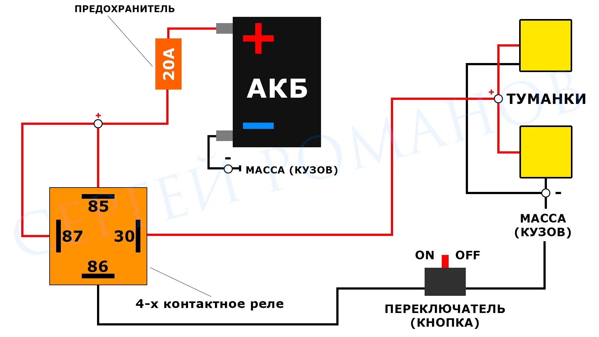 Подключение противотуманки через реле 4 контактное Установка противотуманок Criline Upref через реле - Lada 4x4 3D, 1,7 л, 2018 год