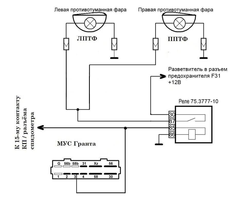 Подключение противотуманных фар гранта Установка птф информации много приложу лишь схемы, пригодятся - Lada Гранта (2G)
