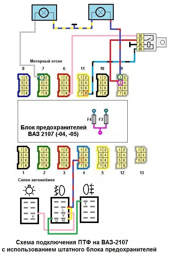 Подключение противотуманных фар ваз 2107 Противотуманки. Часть -2. Проводка - Lada 2107, 1,5 л, 1985 года электроника DRI