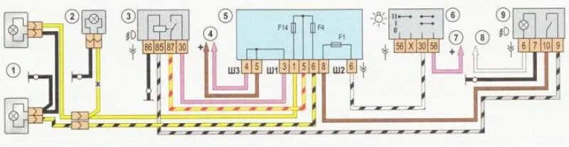 Подключение противотуманок 2112 ваз схема Лада ВАЗ-2110 седан 1995-2007: Устройство наружного освещения, световой и звуков