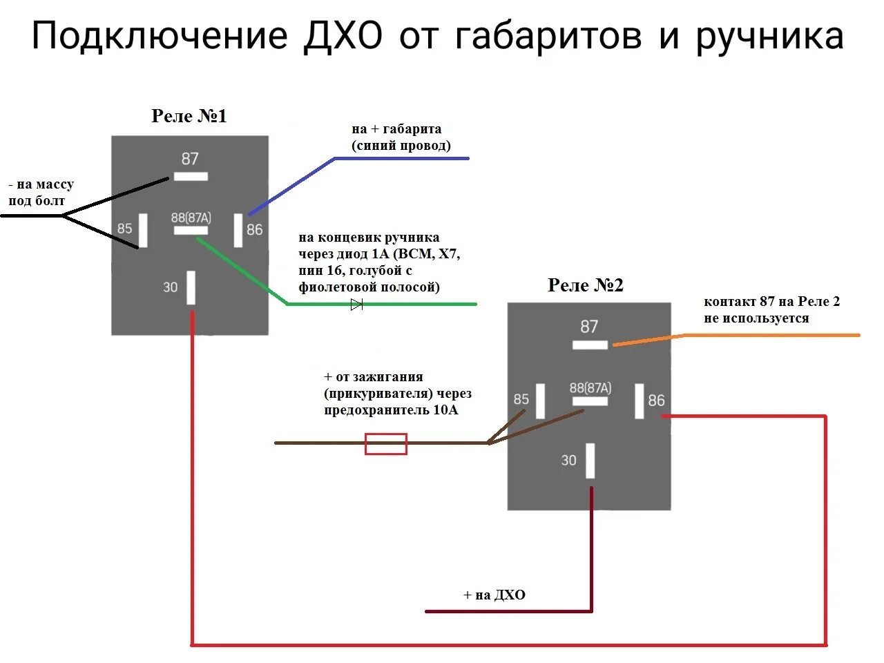 Подключение противотуманок без кнопки через ручник #31. ДХО от ручника. Часть 2. Финал. - Chevrolet Cruze (1G), 1,6 л, 2012 года св