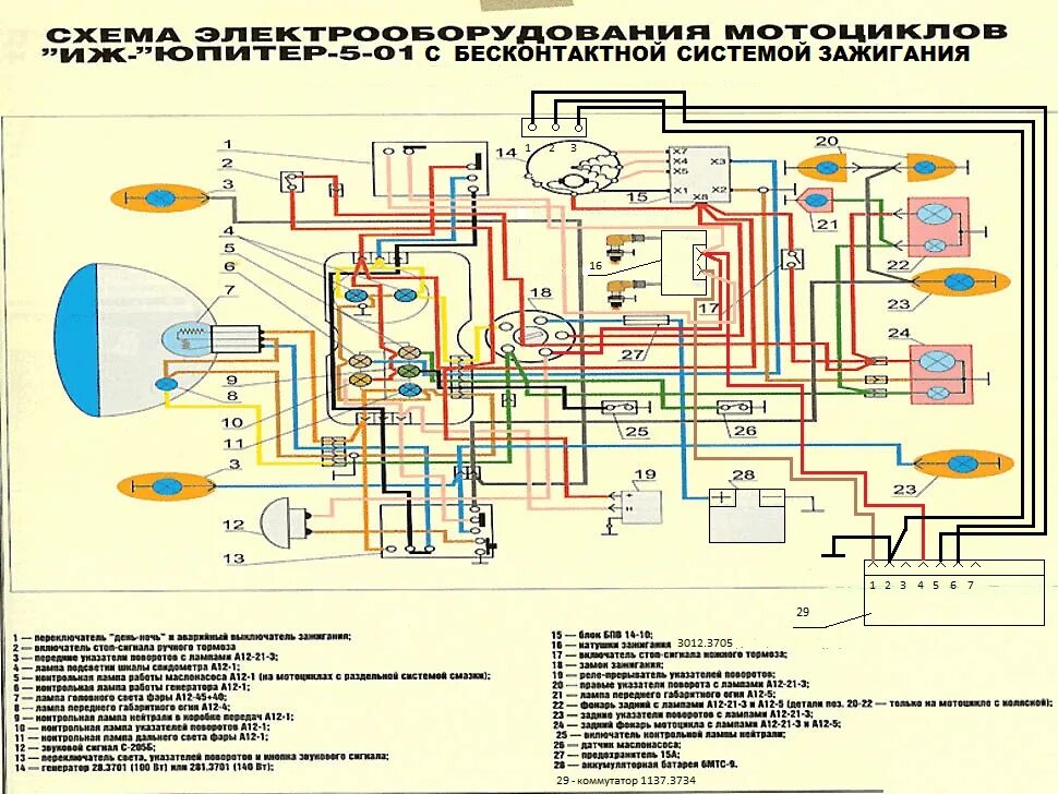 Подключение проводки иж планета 3 Проводка юпитер 4