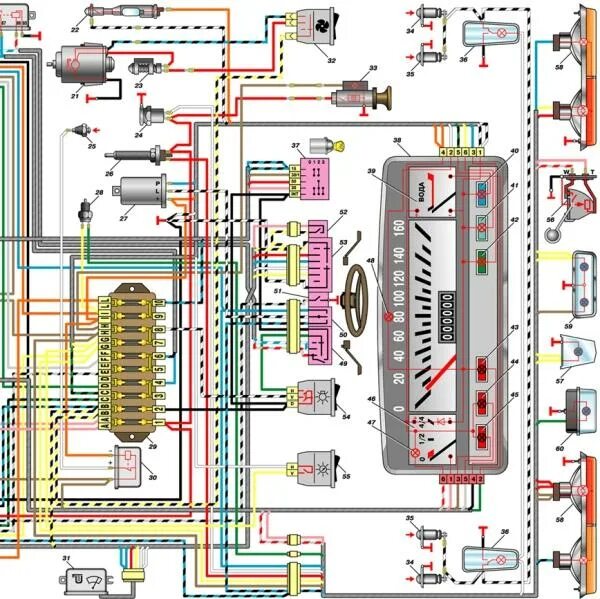 Подключение проводки ваз ᐅ Схема электрооборудования автомобиля ВАЗ 21013 Блок предохранителей и реле