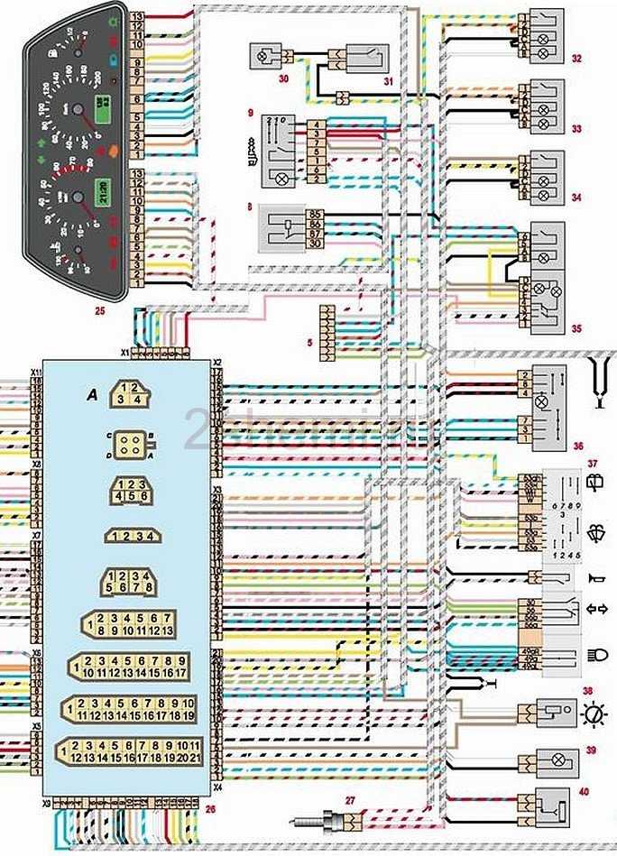 Подключение проводки ваз 2115 Схема проводки на ваз 2114 и ваз 2115. распиновки