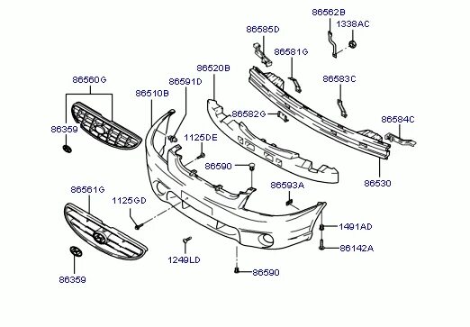 Подключение проводки заднего бампера на hyundai palisade Каталог запчастей Huyndai Accent (2000-) : Код отделки : бампер передний : AllSp