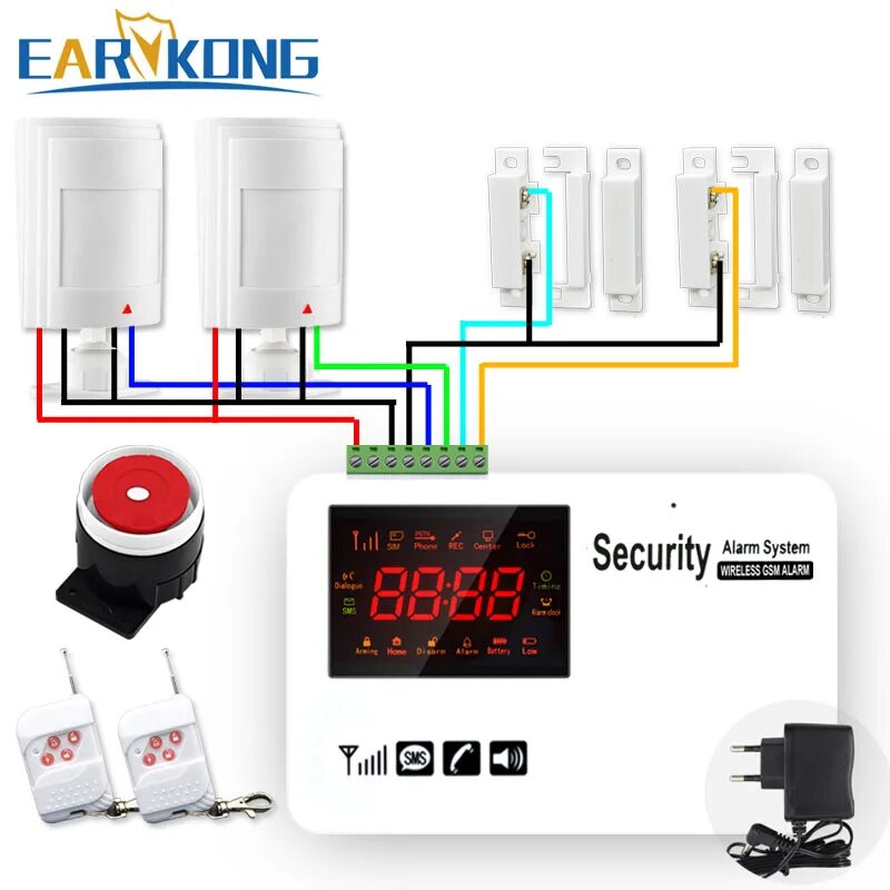 Подключение проводных датчиков к gsm сигнализации wireless wired gsm home alarm system pir wired detectors wired door open Support