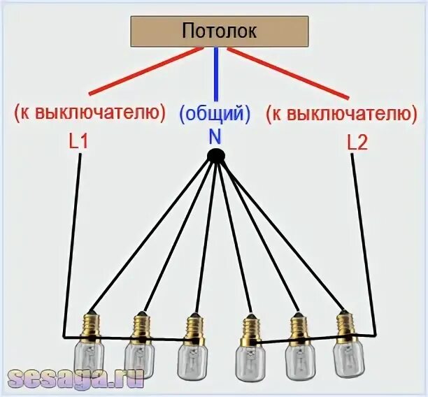 Подключение проводов люстры 6 лампочек Подключение люстры на 6 рожков Для дома, Люстра, Электропроводка