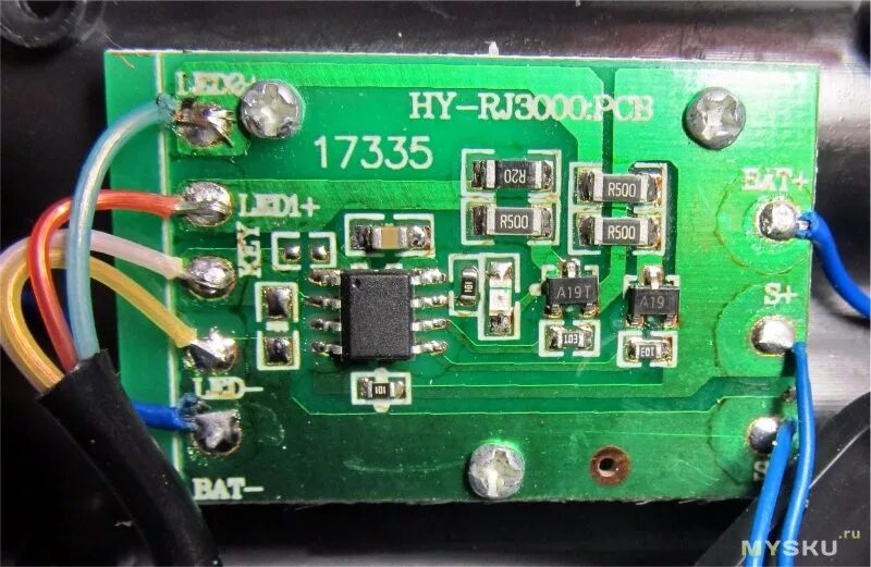 Подключение проводов налобного фонарика Налобный фонарь с 3-мя светодиодами XM-L T6 с TIR-оптикой на 2-х Li-Ion аккумуля