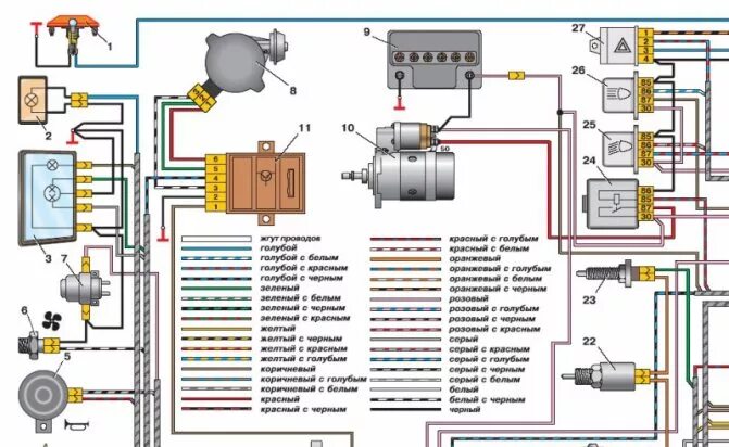 Подключение проводов ока Картинки СХЕМА ВАЗ 1111 ОКА