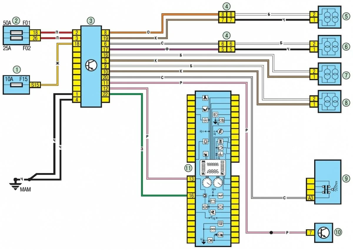 Подключение проводов рено логан Diagram 17. ABS control system (Renault Logan 1, 2004-2012, petrol) - "Electrica