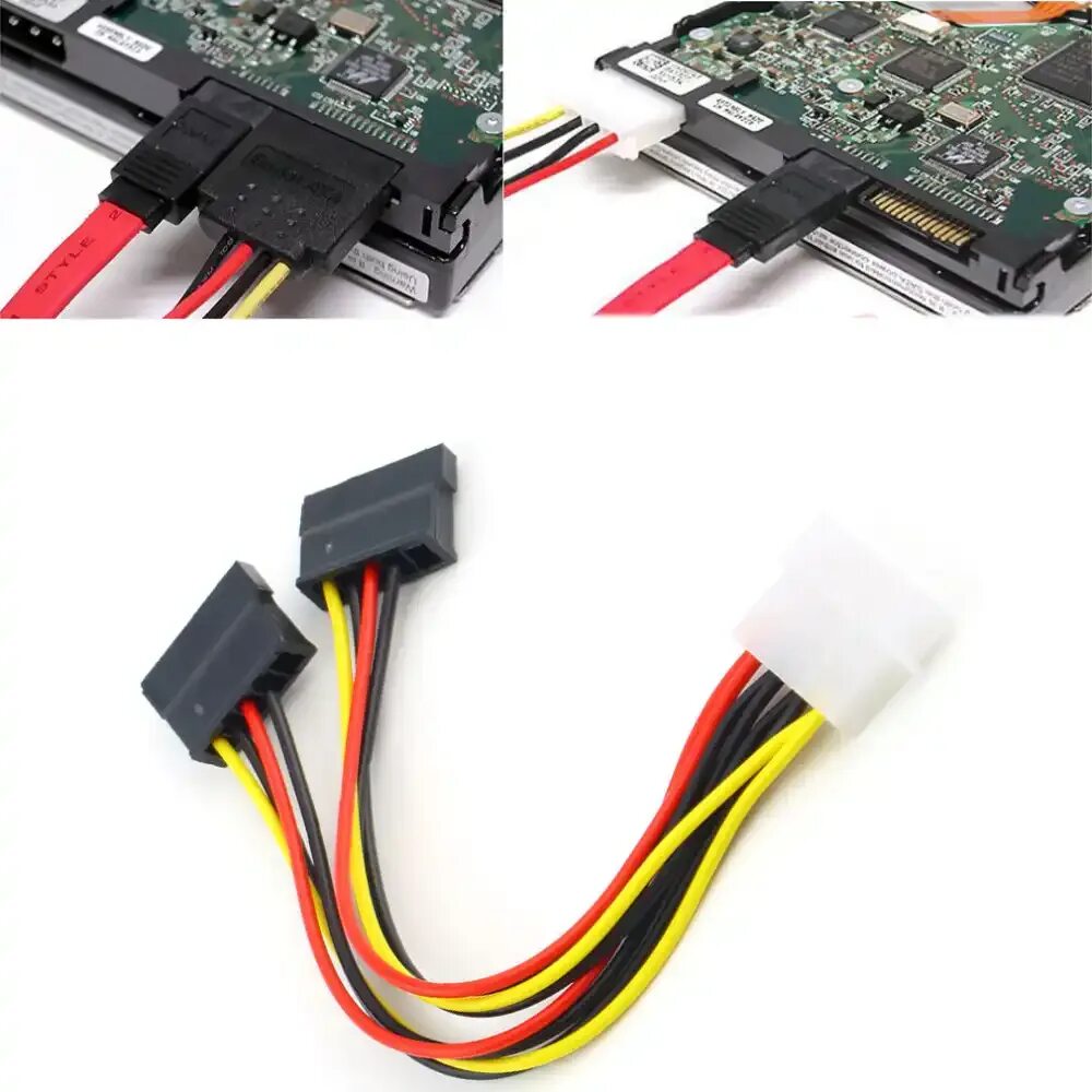 Подключение проводов sata 4 Pin IDE Molex для 2 из 15 Pin Serial ATA SATA HDD Кабель адаптер питания Новый