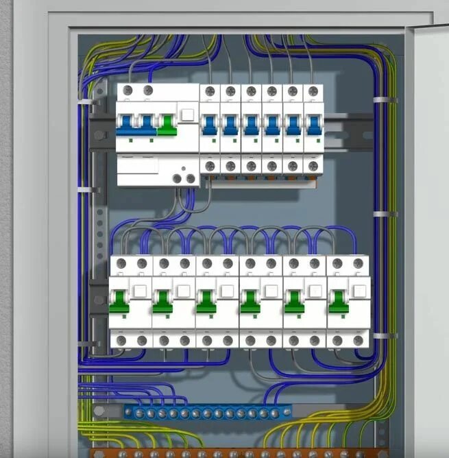 Подключение проводов в электрощитке Схема электрощитка в квартире - подключение автоматов, узо Электротехника, Элект