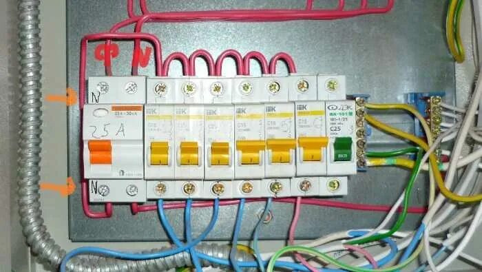 Подключение проводов в щитке Земля в щитке
