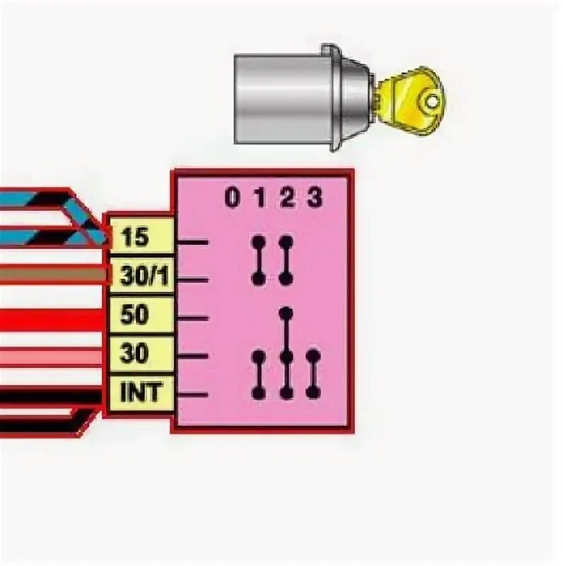 Подключение проводов замка зажигания ваз 2101 Распиновка замка зажигания ваз 2101 по цвету схема подключения проводов