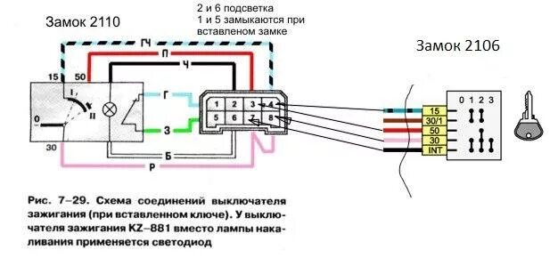 Подключение проводов зажигания ваз 2110 Обзор товара Замок зажигания ВАЗ-2110 Н/О металлический корпус ДААЗ