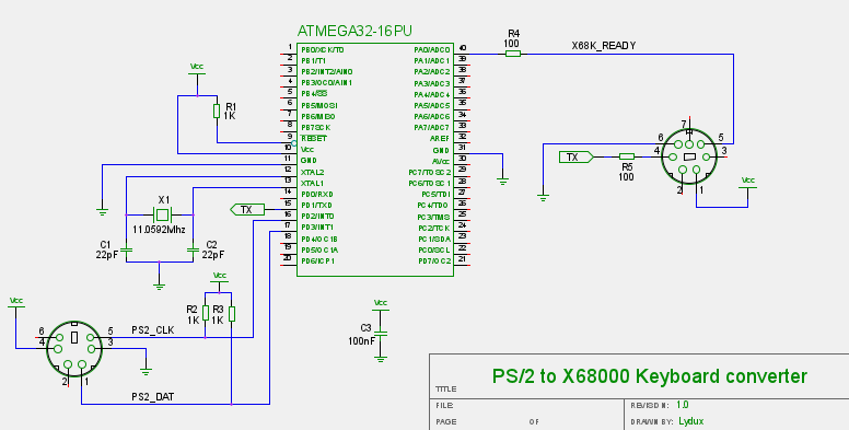 Подключение ps 2 PC PS/2 keyboard and mouse converter to X68000