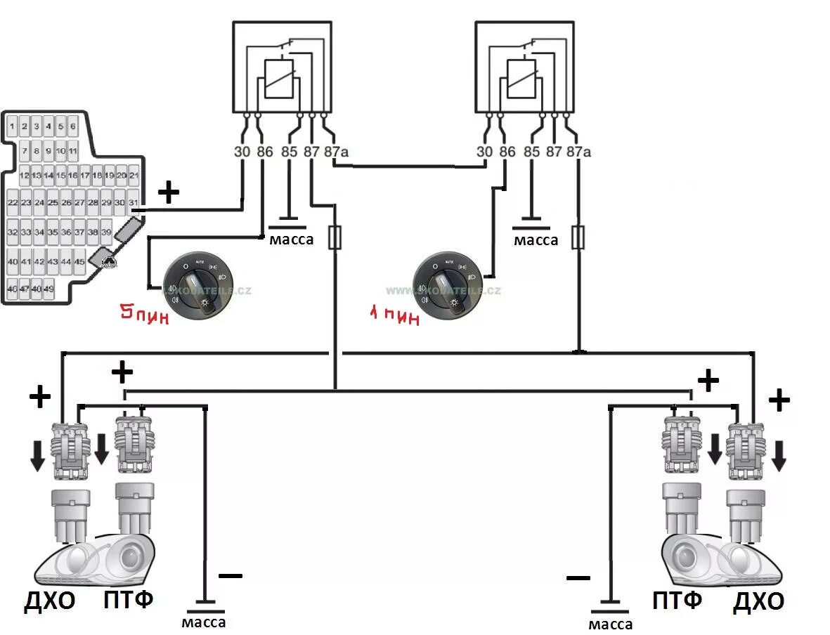 Подключение птф к фарам октавия а5 Установка противотуманок - Skoda Octavia A5 Mk2, 1,4 л, 2012 года электроника DR
