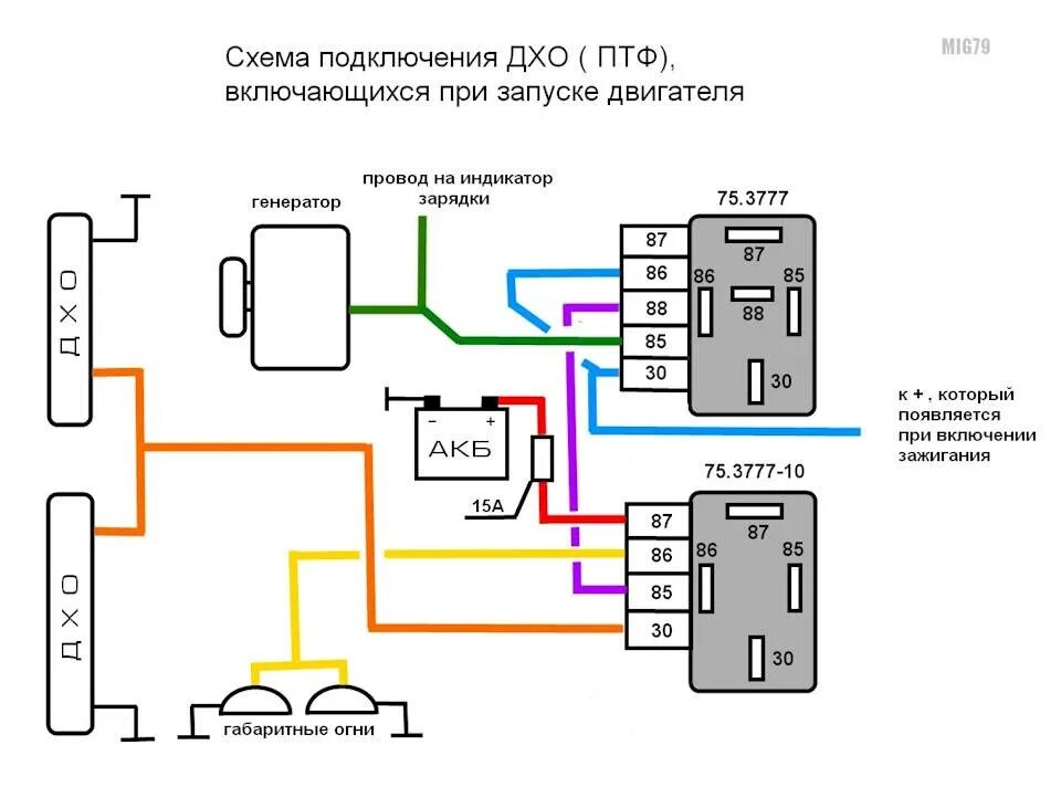 Подключение птф от зажигания приора 1 Установка противотуманок на лада гранта: схема подключения ПТФ