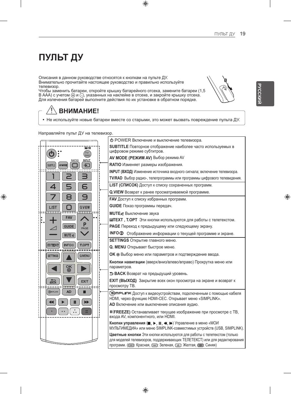 Подключение пульта к телевизору lg Пульт ду, Внимание Инструкция по эксплуатации LG 60PN650T Страница 59 / 110