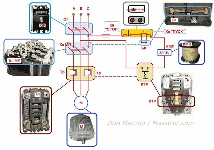 Подключение пускателя 220 через реле Схема подключения пускателя (контактора): как сделать своими руками? Принципиаль