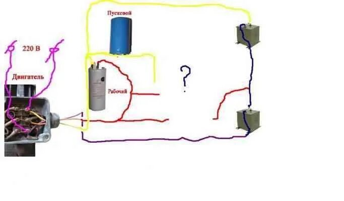 Подключение пускового конденсатора через кнопку Схема подключения электродвигателя на компрессоре - Аmk-Stroy.su