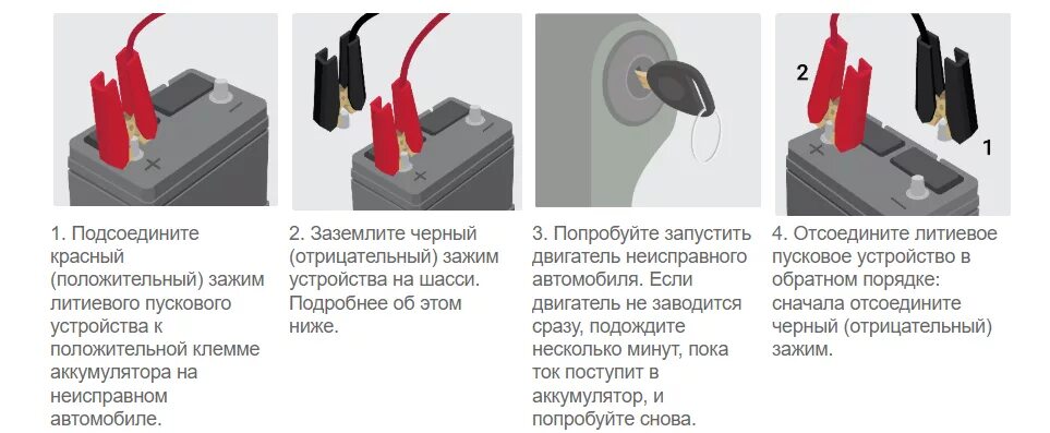 Подключение пускового устройства Как запустить двигатель с разряженным аккумулятором