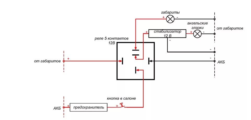 Подключение пятиконтактного реле 12в Ангельские глазки - Nissan Almera II (N16), 2 л, 2006 года своими руками DRIVE2