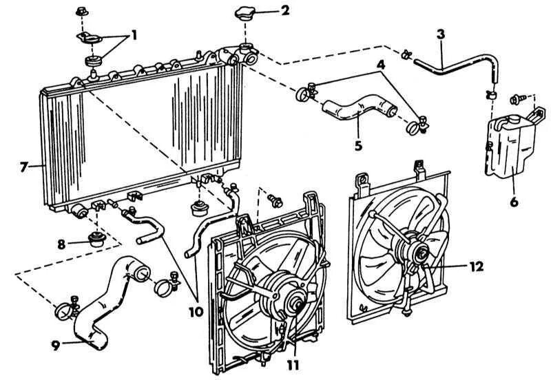 Подключение радиатора автомобиля Ремонт Ниссан Примера : Радиатор Nissan Primera
