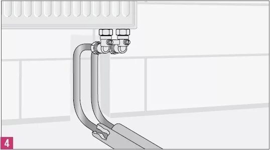 Подключение радиатора через г образную трубку Нижнее подключение радиаторов из стены трубами REHAU stabil