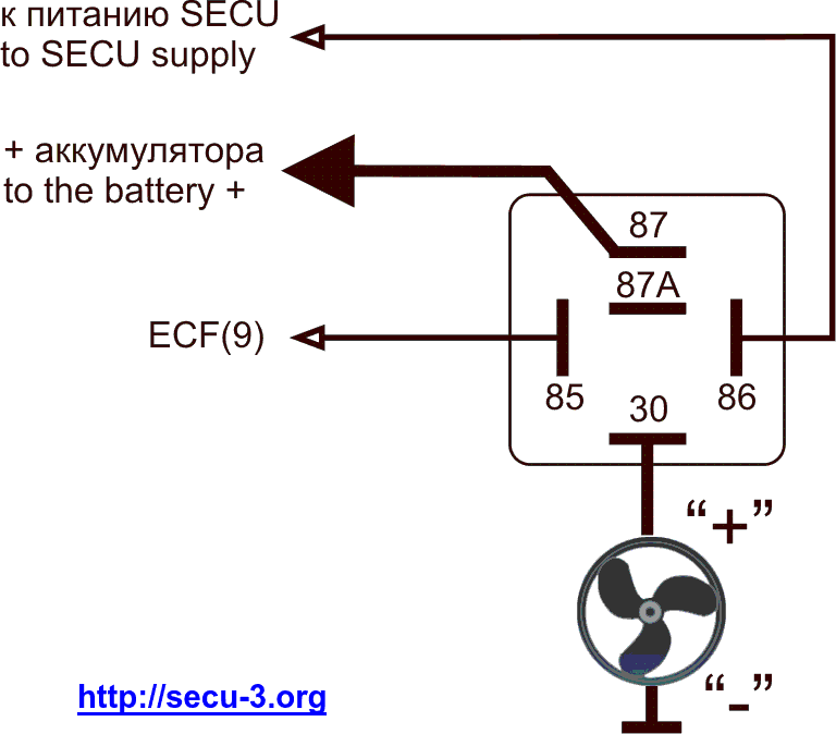 Подключение радиатора через реле Инструкция по установке и подключению блока SECU-3T 24 контактный разъем - МПСЗ 