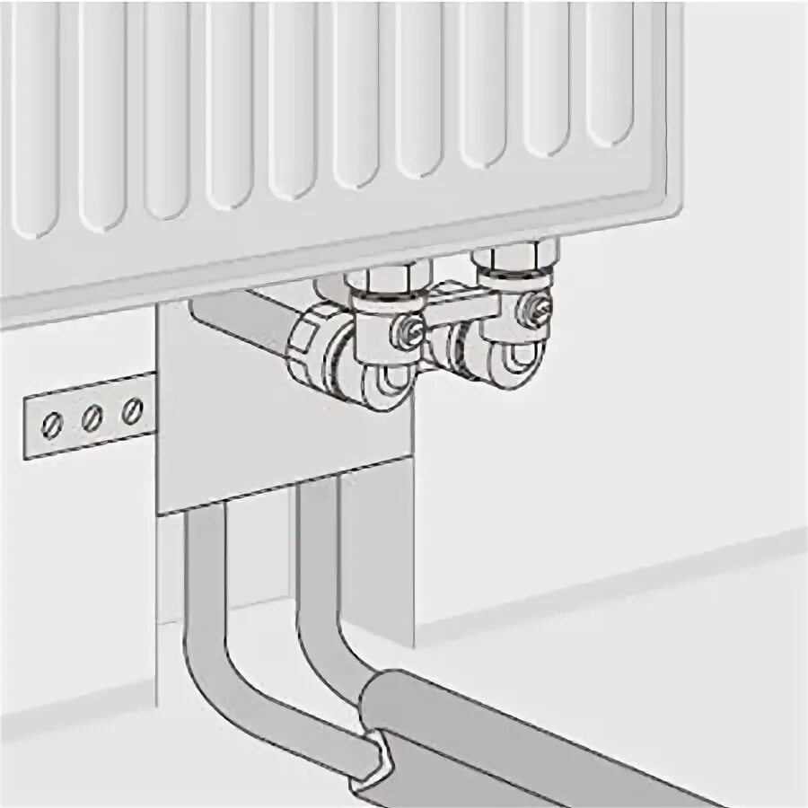 Подключение радиатора хром Г образная трубка рехау HeatProf.ru