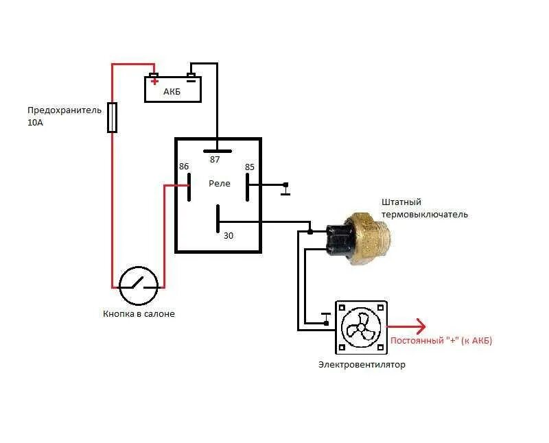 Подключение радиатора охлаждения через реле Картинки СХЕМА ПОДКЛЮЧЕНИЯ РЕЛЕ ДАТЧИКА ТЕМПЕРАТУРЫ