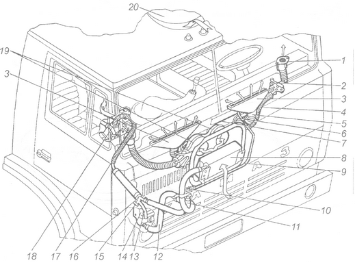 Подключение радиатора печки камаз Кабина. Техническая характеристика кабины / Автомобили семейства МУСТАНГ / Техсп