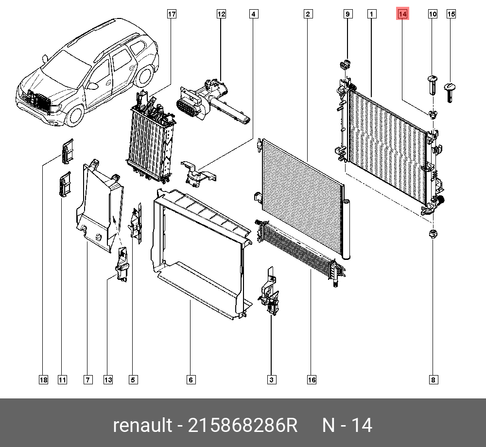 Подключение радиатора рено логан 215868286R RENAULT ДЕРЖАТЕЛЬ КЛИПСЫ Р