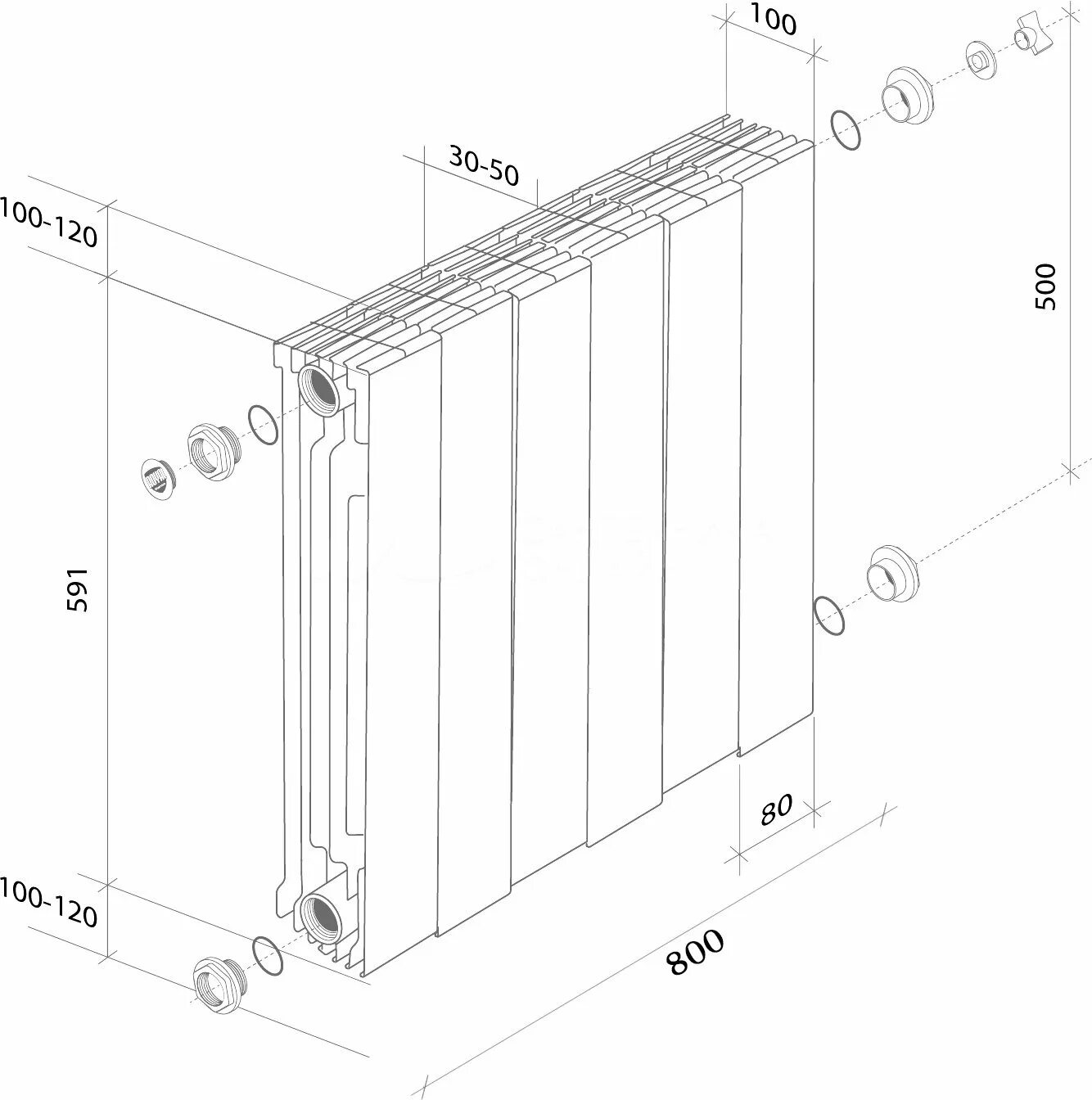 Подключение радиатора royalthermo pianoforte Радиатор биметаллический Royal Thermo Piano Forte 500 noir sable 10 секций, черн