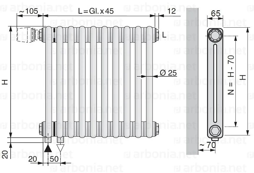 Подключение радиаторов арбония Радиатор Arbonia 2050/18 N69 твв RAL 9016 с нижним подключением купить с доставк