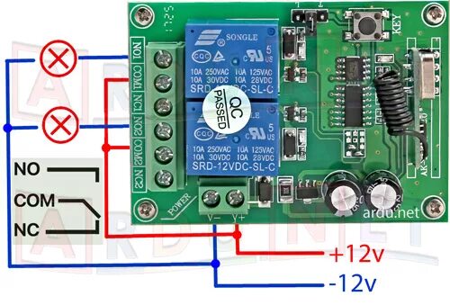 Подключение радио реле Беспроводной пульт 2х Передатчик Приемником DC12V 433 МГц радио реле
