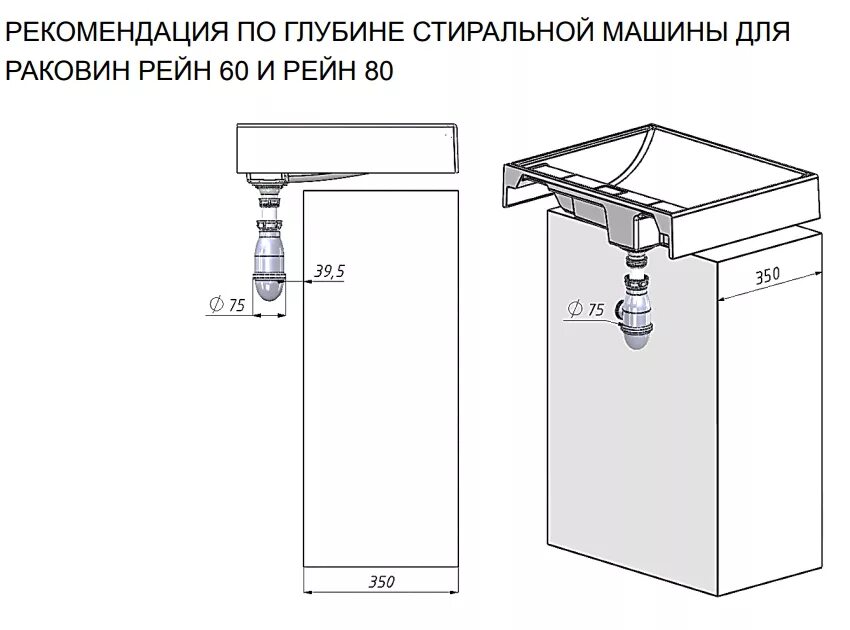 Подключение раковины над стиральной машиной Купить раковину Акватон Рейн 80 см для стиральных машин в Москве в интернет-мага