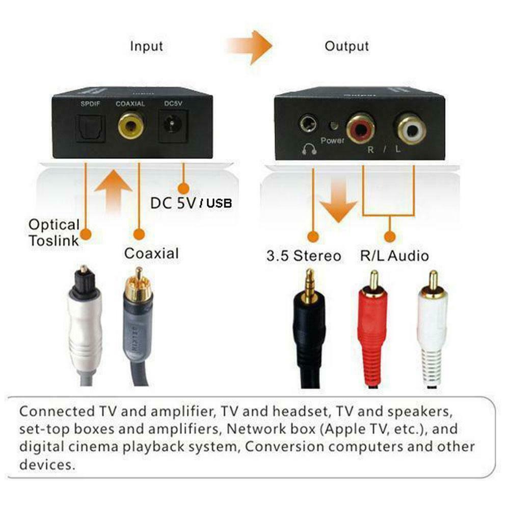 Подключение rca к компьютеру Optical Coaxial Toslink Digital to Analog Audio Converter X9W2 Adapter F9S7 W0D5