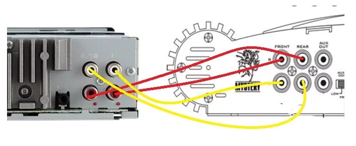 Подключение rca к магнитоле Mystery MA4 300v2 чудит в 3х канальном соединении