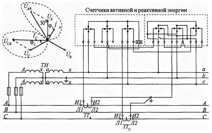 Подключение реактивного счетчика Пособие Схемы включения счетчиков электрической энергии. Практическое пособие.