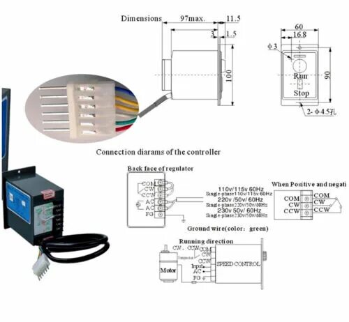 Подключение регулятора оборотов двигателя us 52 AC110V 6 Terminals Motor Speed Control Switch US-51 6W 15W 25W 40W 60W 90W 120W 