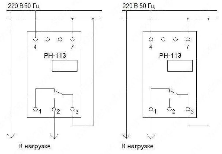 Подключение реле 220 Однофазное реле напряжения РН-113, 7 кВт, 32А (00306)