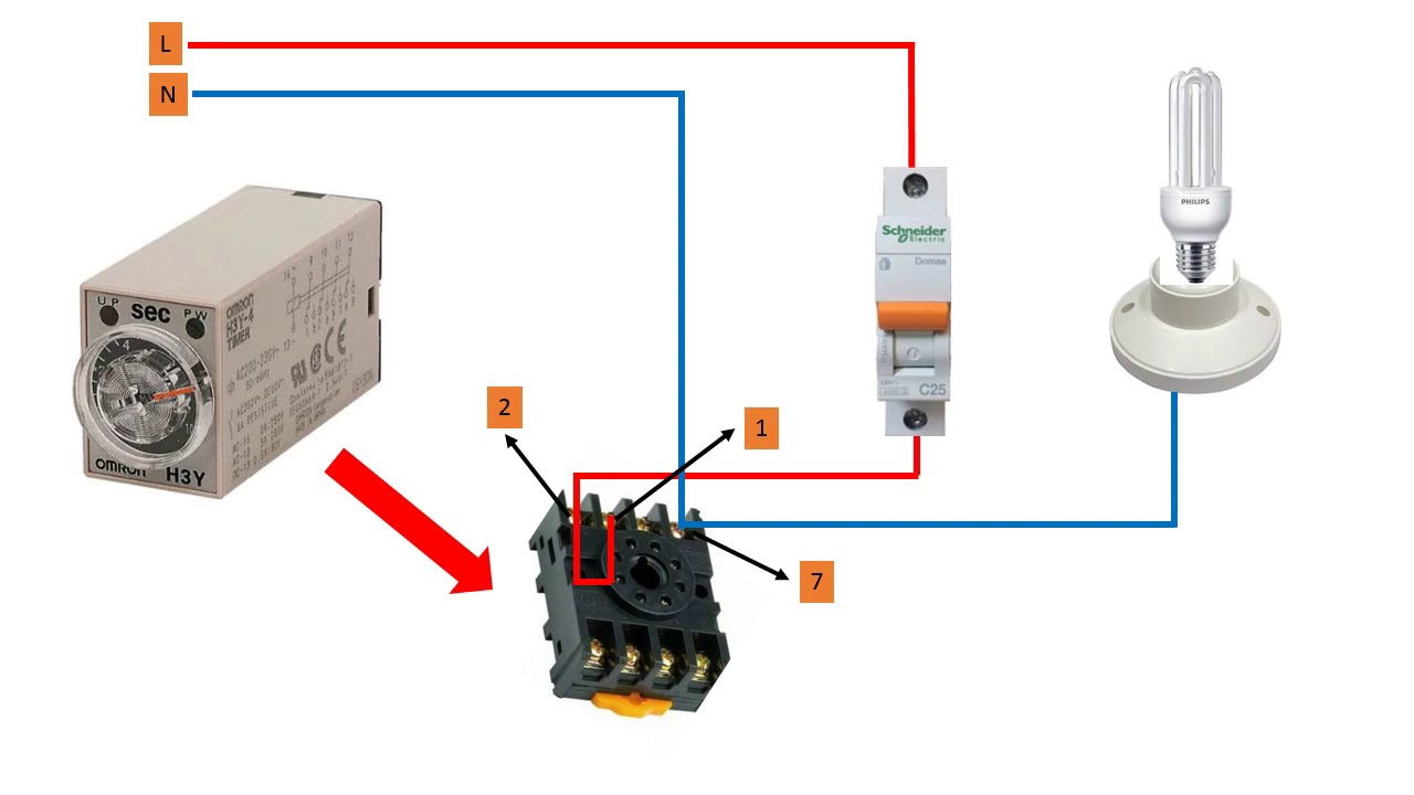 Подключение реле 220 вольт CARA Pasang Relay TIMER H3CR dengan Lampu 220 Volt - YouTube